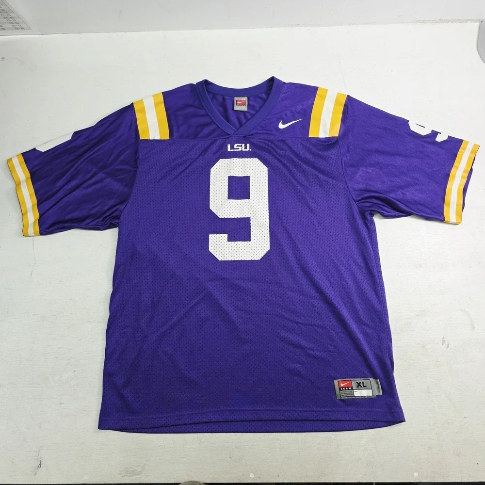 Vintage LSU Tigers NCAA Nike Team Authentic Purple Mesh Jersey #9 Mens Sz XL EUC